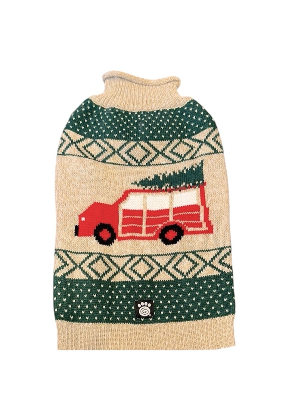 Festive knit Dog Sweater with Christmas Red Truck Design size medium